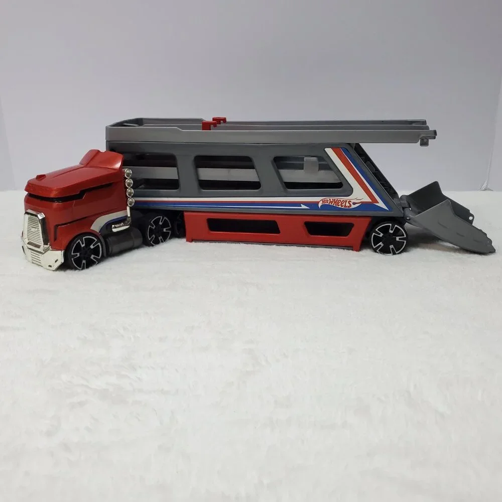 Hot Wheel Red Grey Truck Hauler & Vehicle Launcher Hot Wheel Car